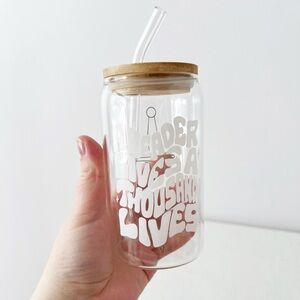 Bookish Glass Tumbler A Reader Lives A Thousand Lives 12oz Eco‎ Friendly Bamboo